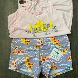 WOD BOTTOM shark pizza small shorts tank